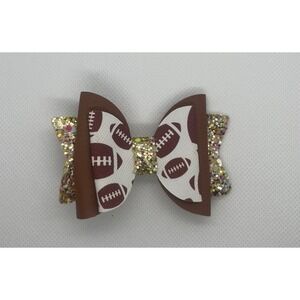 3‎ In Football Hair Bow Handmade Alligator Clip